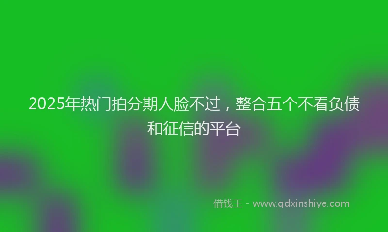 2025年热门拍分期人脸不过，整合五个不看负债和征信的平台