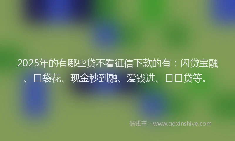 2025年的有哪些贷不看征信下款的有：闪贷宝融、口袋花、现金秒到融、爱钱进、日日贷等。