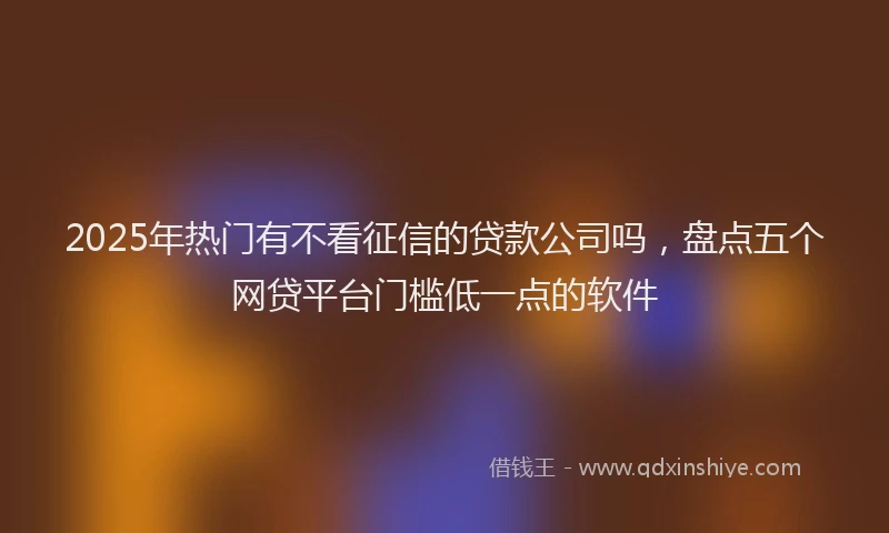 2025年热门有不看征信的贷款公司吗，盘点五个网贷平台门槛低一点的软件
