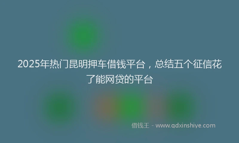 2025年热门昆明押车借钱平台，总结五个征信花了能网贷的平台