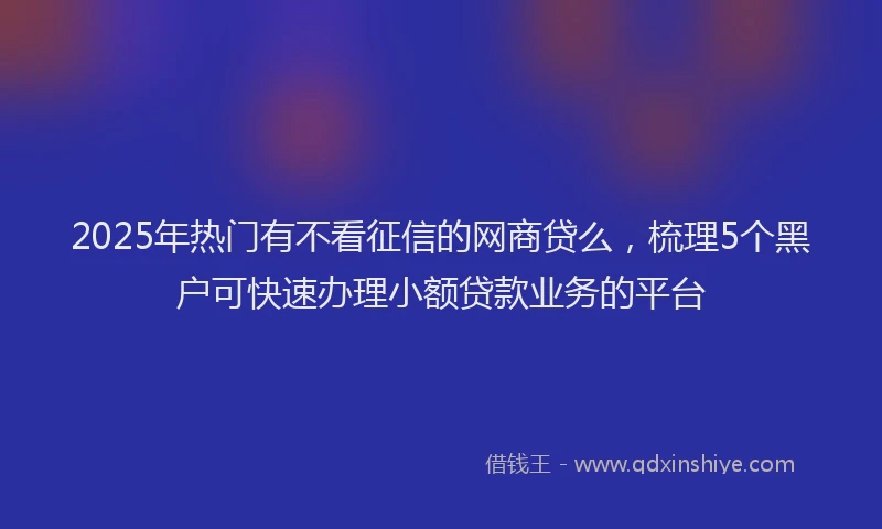 2025年热门有不看征信的网商贷么，梳理5个黑户可快速办理小额贷款业务的平台