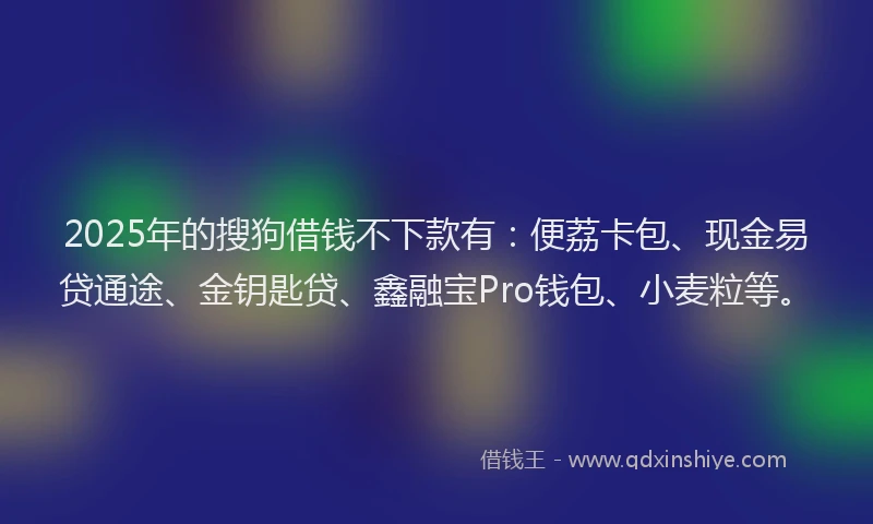 2025年的搜狗借钱不下款有：便荔卡包、现金易贷通途、金钥匙贷、鑫融宝Pro钱包、小麦粒等。