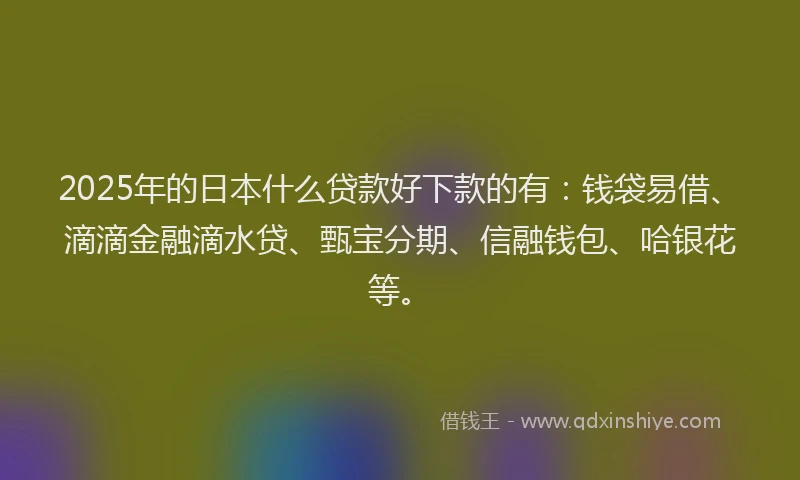 2025年的日本什么贷款好下款的有：钱袋易借、滴滴金融滴水贷、甄宝分期、信融钱包、哈银花等。