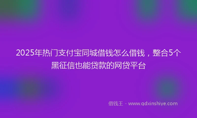 2025年热门支付宝同城借钱怎么借钱，整合5个黑征信也能贷款的网贷平台