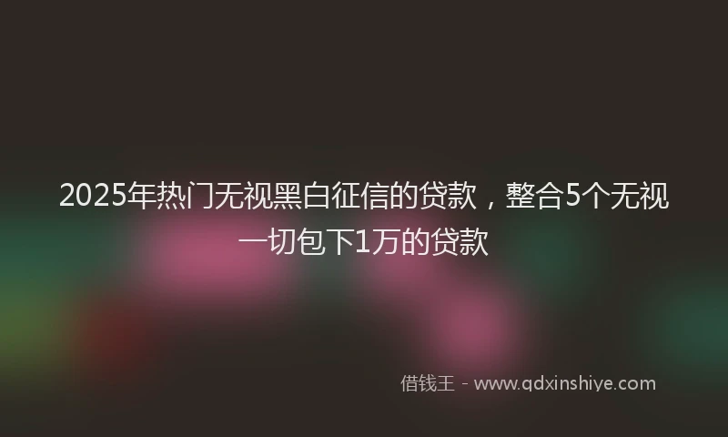 2025年热门无视黑白征信的贷款，整合5个无视一切包下1万的贷款
