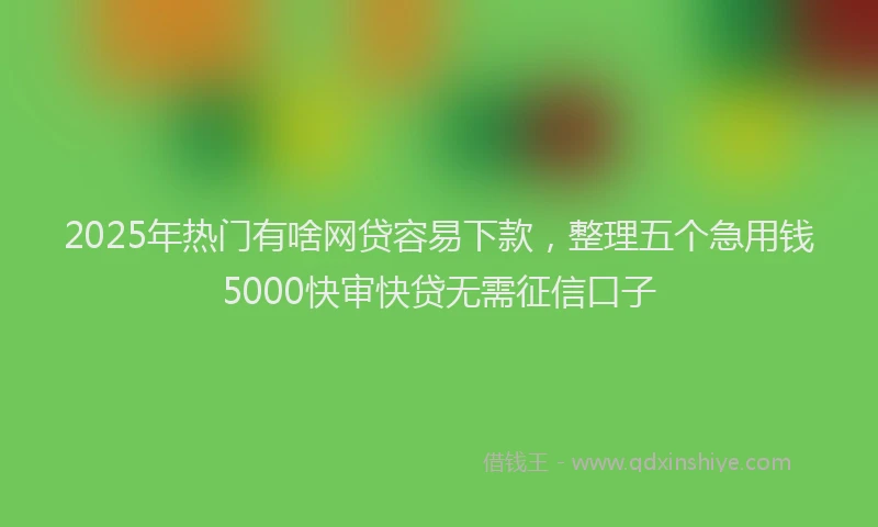 2025年热门有啥网贷容易下款，整理五个急用钱5000快审快贷无需征信口子
