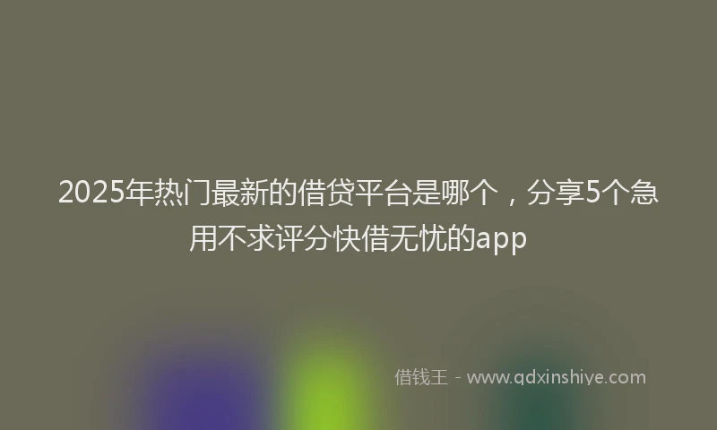 2025年热门最新的借贷平台是哪个，分享5个急用不求评分快借无忧的app
