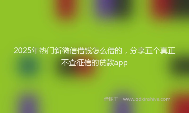 2025年热门新微信借钱怎么借的，分享五个真正不查征信的贷款app