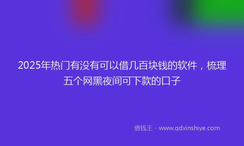 2025年热门有没有可以借几百块钱的软件，梳理五个网黑夜间可下款的口子