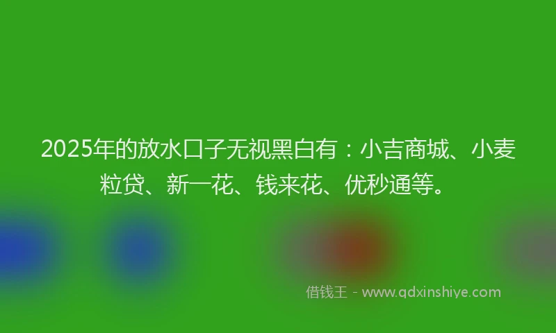 2025年的放水口子无视黑白有:小吉商城、小麦粒贷、新一花、钱来花、优秒通等。