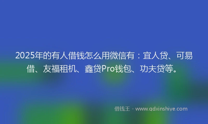 2025年的有人借钱怎么用微信有：宜人贷、可易借、友福租机、鑫贷Pro钱包、功夫贷等。