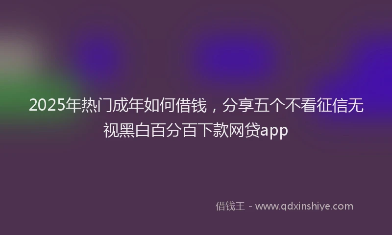 2025年热门成年如何借钱，分享五个不看征信无视黑白百分百下款网贷app