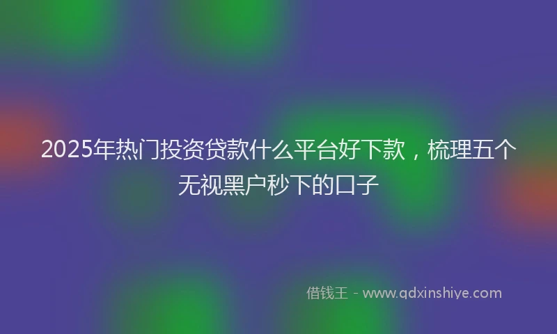 2025年热门投资贷款什么平台好下款，梳理五个无视黑户秒下的口子