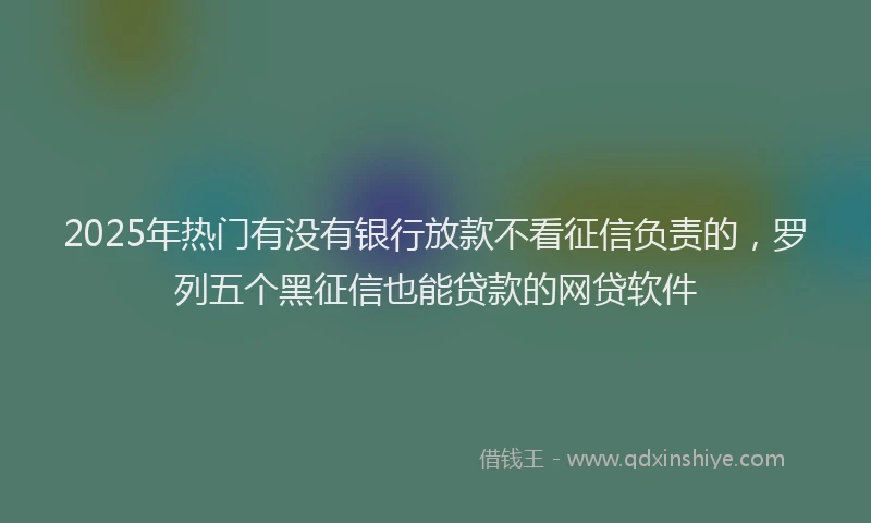 2025年热门有没有银行放款不看征信负责的，罗列五个黑征信也能贷款的网贷软件