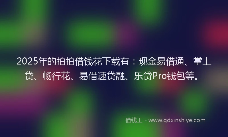 2025年的拍拍借钱花下载有：现金易借通、掌上贷、畅行花、易借速贷融、乐贷Pro钱包等。
