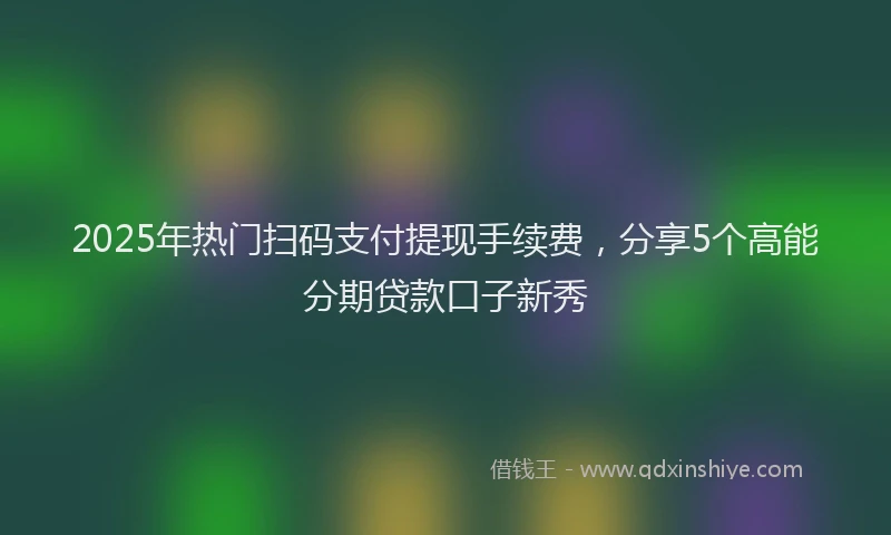 2025年热门扫码支付提现手续费，分享5个高能分期贷款口子新秀