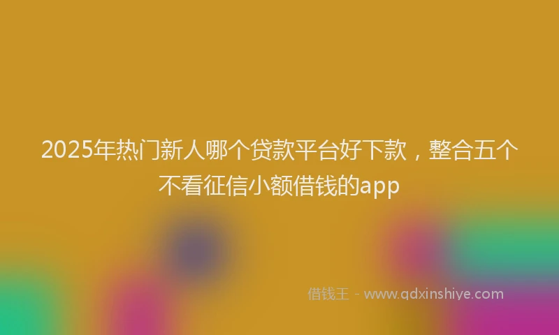2025年热门新人哪个贷款平台好下款，整合五个不看征信小额借钱的app