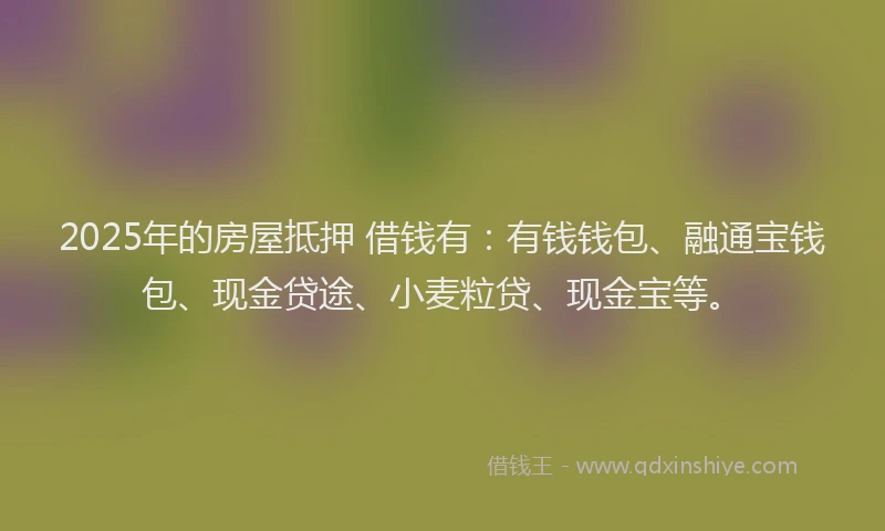 2025年的房屋抵押 借钱有：有钱钱包、融通宝钱包、现金贷途、小麦粒贷、现金宝等。