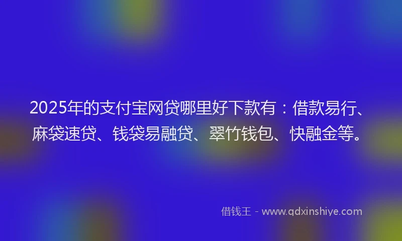 2025年的支付宝网贷哪里好下款有：借款易行、麻袋速贷、钱袋易融贷、翠竹钱包、快融金等。
