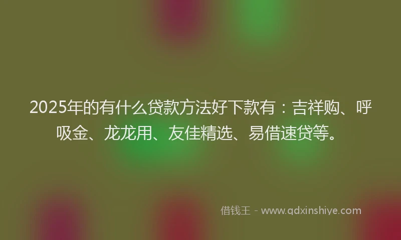 2025年的有什么贷款方法好下款有：吉祥购、呼吸金、龙龙用、友佳精选、易借速贷等。