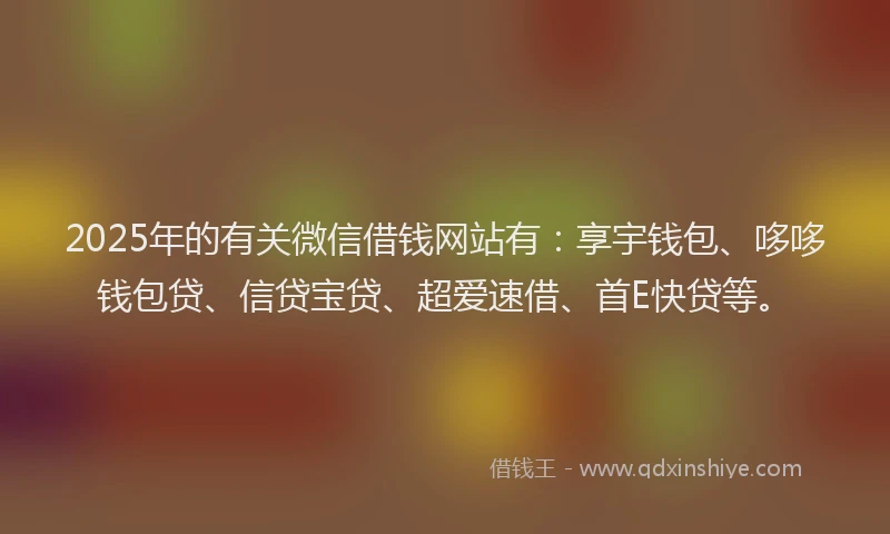 2025年的有关微信借钱网站有：享宇钱包、哆哆钱包贷、信贷宝贷、超爱速借、首E快贷等。