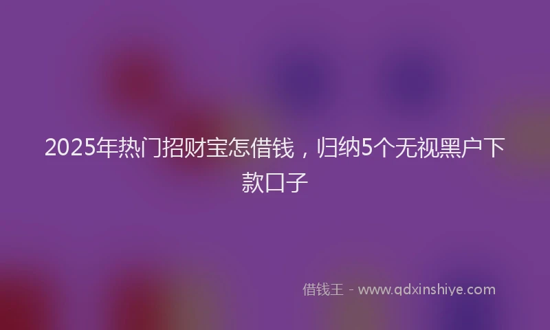2025年热门招财宝怎借钱，归纳5个无视黑户下款口子