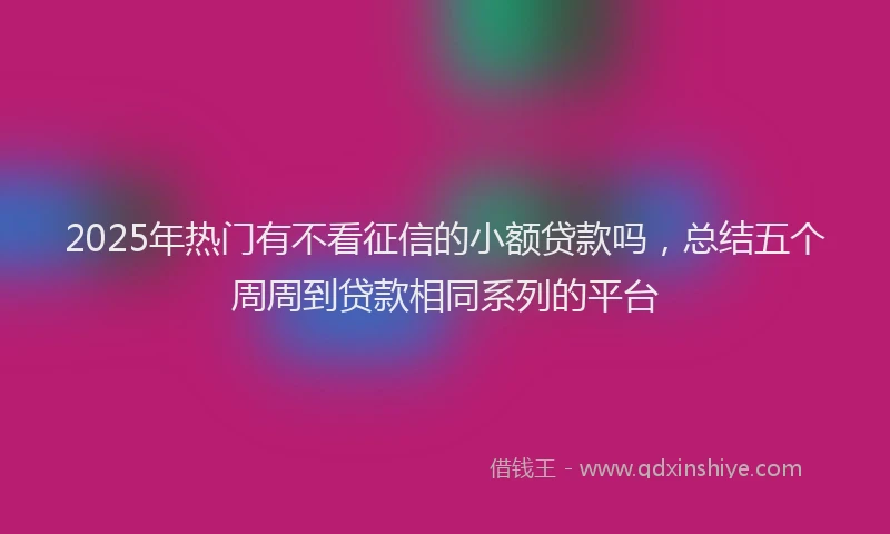 2025年热门有不看征信的小额贷款吗，总结五个周周到贷款相同系列的平台