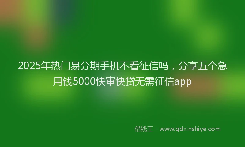 2025年热门易分期手机不看征信吗，分享五个急用钱5000快审快贷无需征信app
