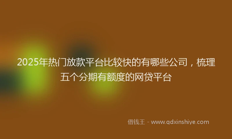 2025年热门放款平台比较快的有哪些公司，梳理五个分期有额度的网贷平台