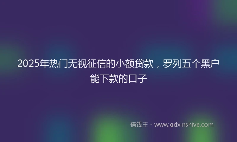2025年热门无视征信的小额贷款，罗列五个黑户能下款的口子