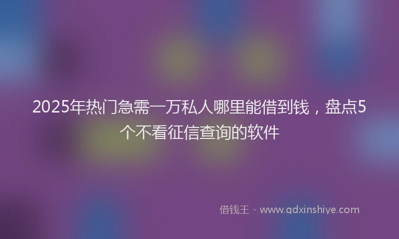2025年热门急需一万私人哪里能借到钱，盘点5个不看征信查询的软件