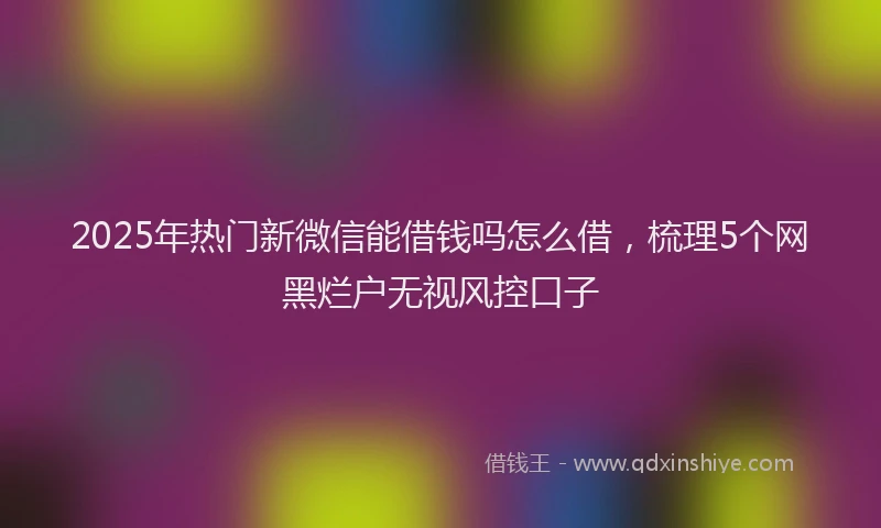 2025年热门新微信能借钱吗怎么借，梳理5个网黑烂户无视风控口子