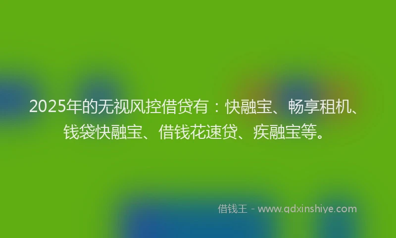 2025年的无视风控借贷有：快融宝、畅享租机、钱袋快融宝、借钱花速贷、疾融宝等。