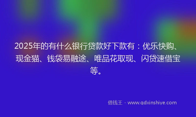 2025年的有什么银行贷款好下款有：优乐快购、现金猫、钱袋易融途、唯品花取现、闪贷速借宝等。