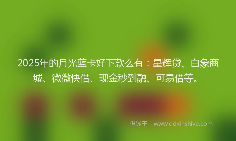 2025年的月光蓝卡好下款么有：星辉贷、白象商城、微微快借、现金秒到融、可易借等。