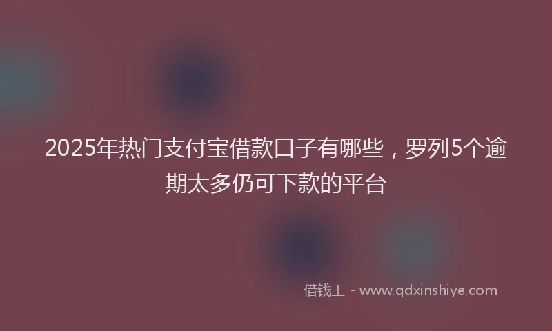 2025年热门支付宝借款口子有哪些，罗列5个逾期太多仍可下款的平台