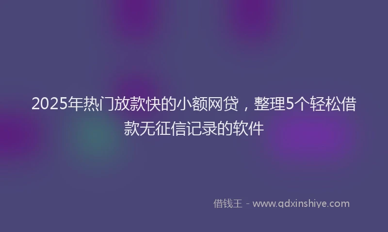 2025年热门放款快的小额网贷，整理5个轻松借款无征信记录的软件