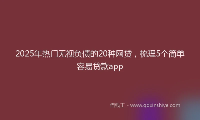2025年热门无视负债的20种网贷，梳理5个简单容易贷款app