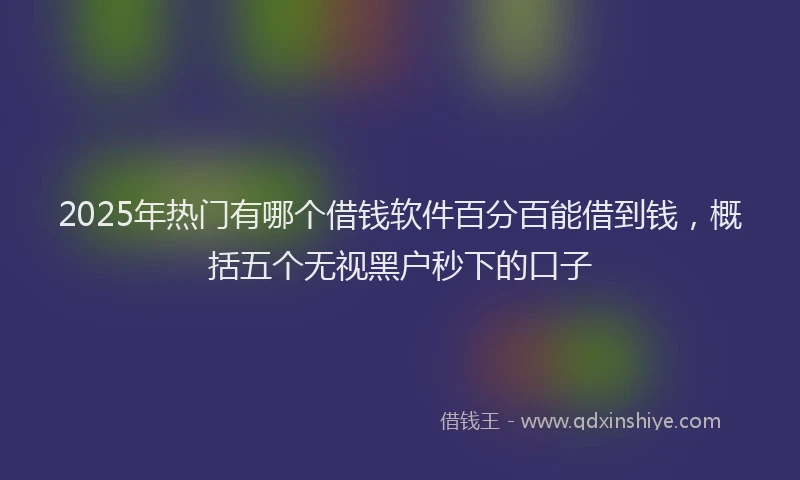 2025年热门有哪个借钱软件百分百能借到钱，概括五个无视黑户秒下的口子