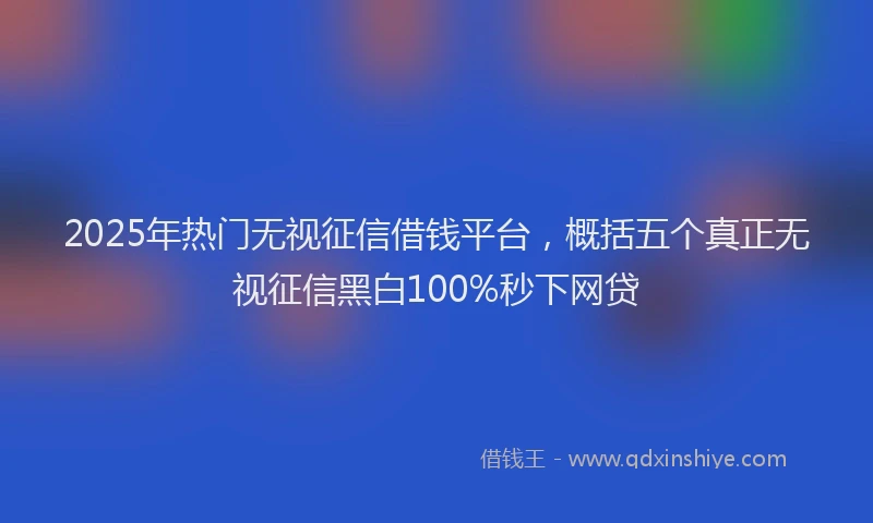 2025年热门无视征信借钱平台，概括五个真正无视征信黑白100%秒下网贷