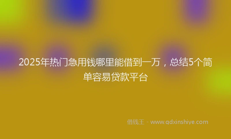 2025年热门急用钱哪里能借到一万，总结5个简单容易贷款平台