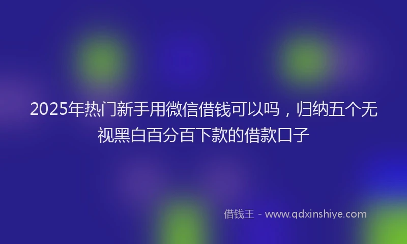 2025年热门新手用微信借钱可以吗，归纳五个无视黑白百分百下款的借款口子