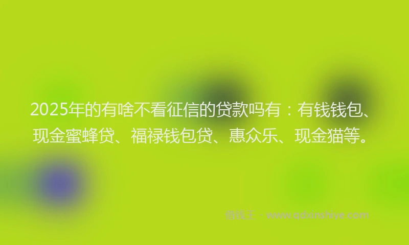 2025年的有啥不看征信的贷款吗有：有钱钱包、现金蜜蜂贷、福禄钱包贷、惠众乐、现金猫等。
