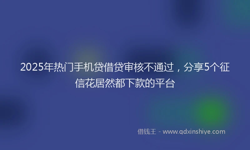 2025年热门手机贷借贷审核不通过，分享5个征信花居然都下款的平台