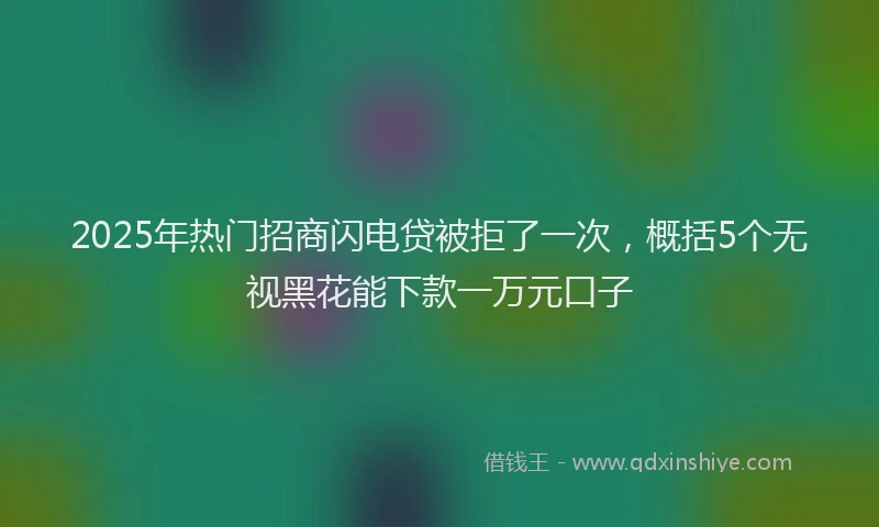 2025年热门招商闪电贷被拒了一次，概括5个无视黑花能下款一万元口子