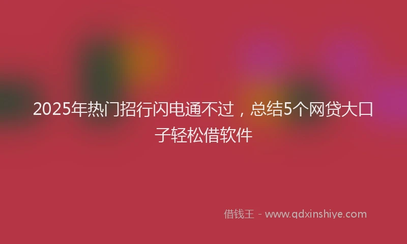 2025年热门招行闪电通不过，总结5个网贷大口子轻松借软件