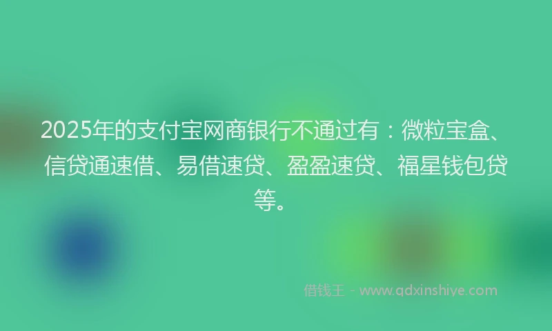 2025年的支付宝网商银行不通过有：微粒宝盒、信贷通速借、易借速贷、盈盈速贷、福星钱包贷等。