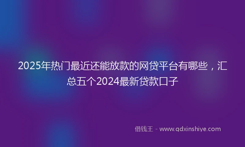 2025年热门最近还能放款的网贷平台有哪些，汇总五个2024最新贷款口子