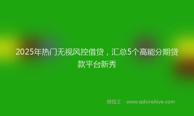 2025年热门无视风控借贷，汇总5个高能分期贷款平台新秀