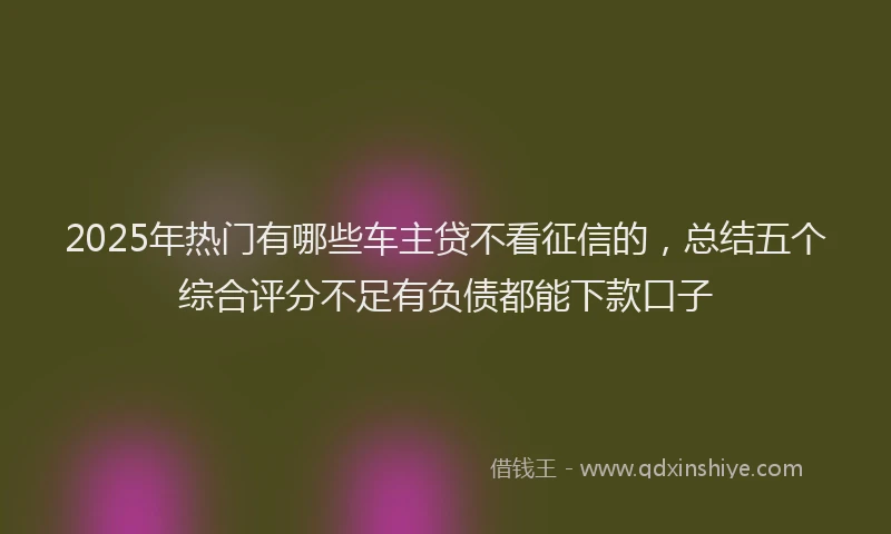 2025年热门有哪些车主贷不看征信的，总结五个综合评分不足有负债都能下款口子